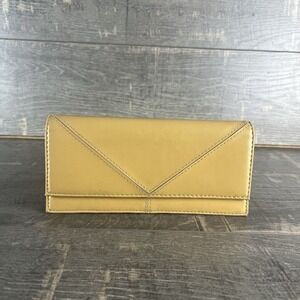 Mustard Yellow Envelope Wallet Clutch Slim Snap Zip Card Holder Chic